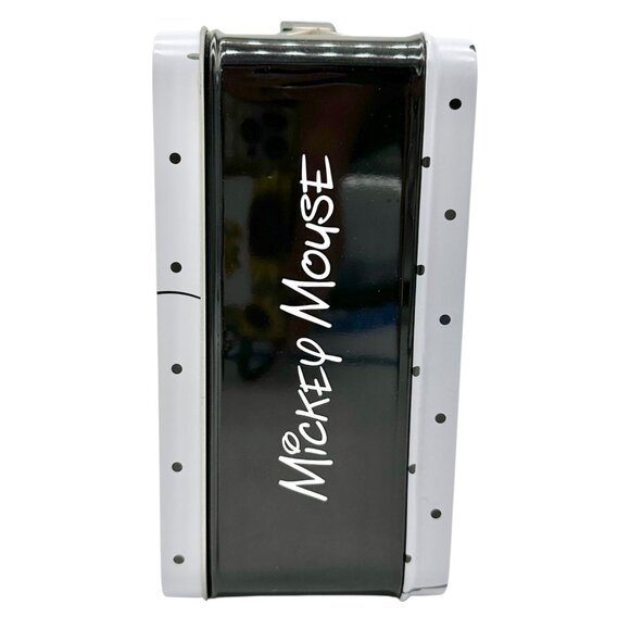 Mickey and Minnie Mouse Metal Lunch Box 9x7x3.5 Polka Dot Black White Design - Picture 2 of 11